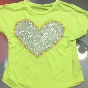 Kids lime green heart top